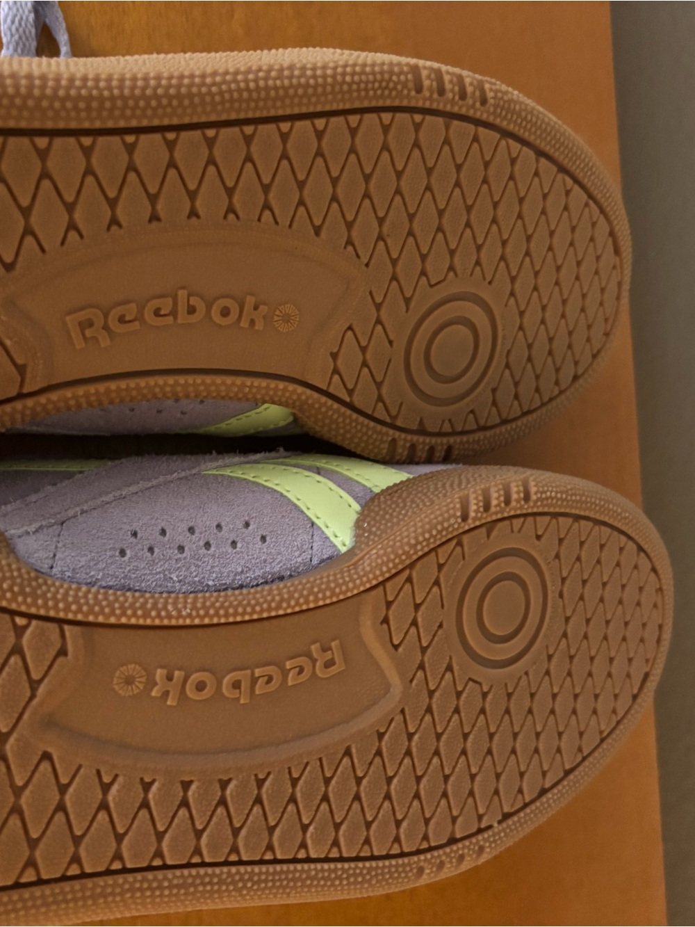 Reebok Suede Sneaker in Lavender with Lime Accents - Picture 3 of 4